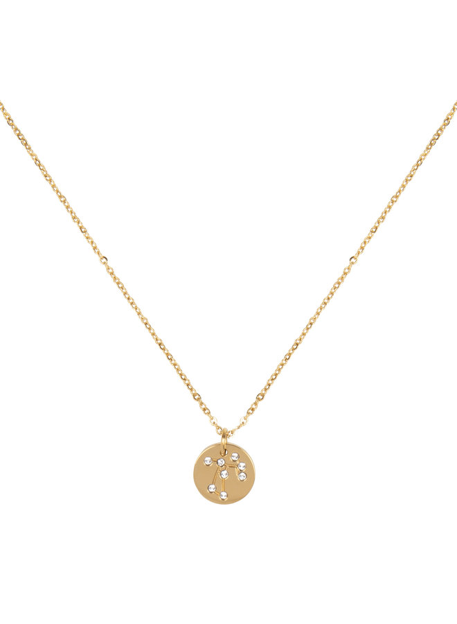 Jozemiek Sagittarius necklace, stainless steel plated with 18k gold with gift card