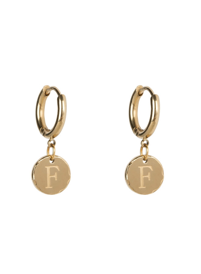 Jozemiek Earring with initial stainless steel 14kgold plating small