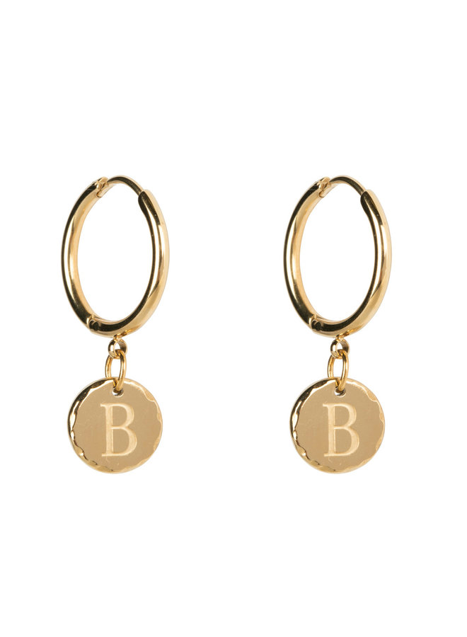 Jozemiek Earring with letter stainless steel 14k gold plating Large