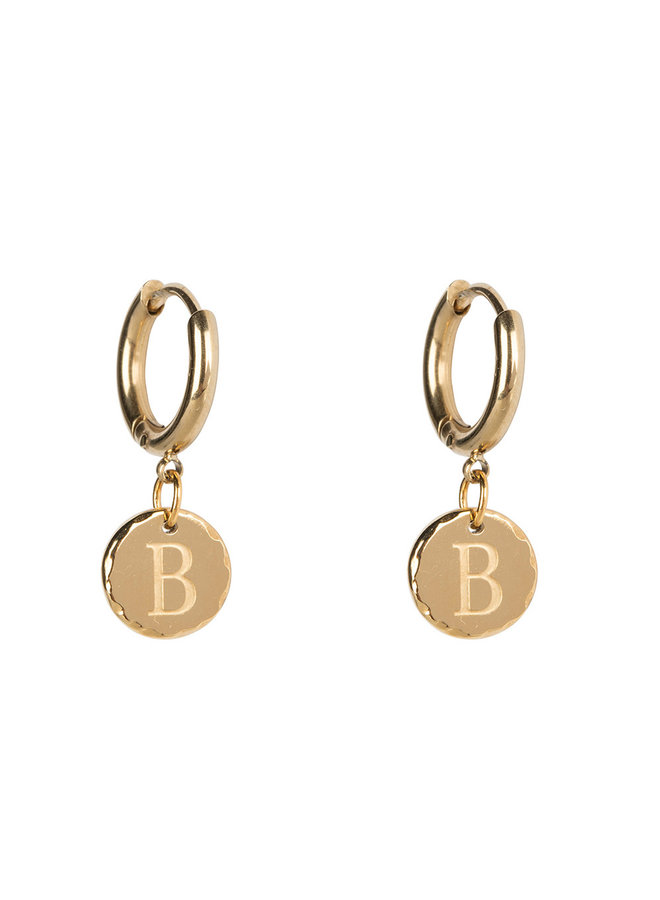 Jozemiek Earring with initial stainless steel 14kgold plating small