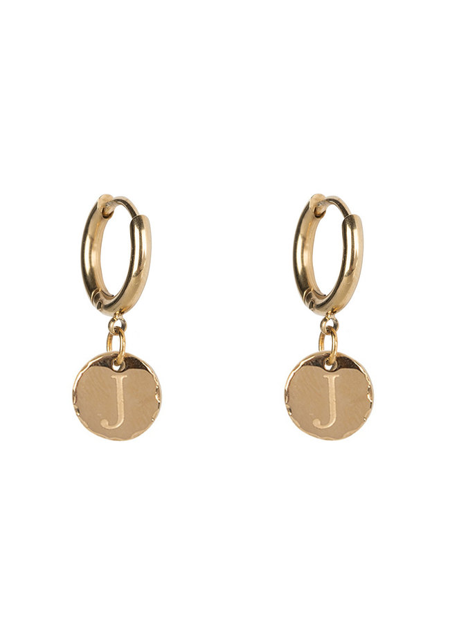 Jozemiek Earring with initial stainless steel 14kgold plating small