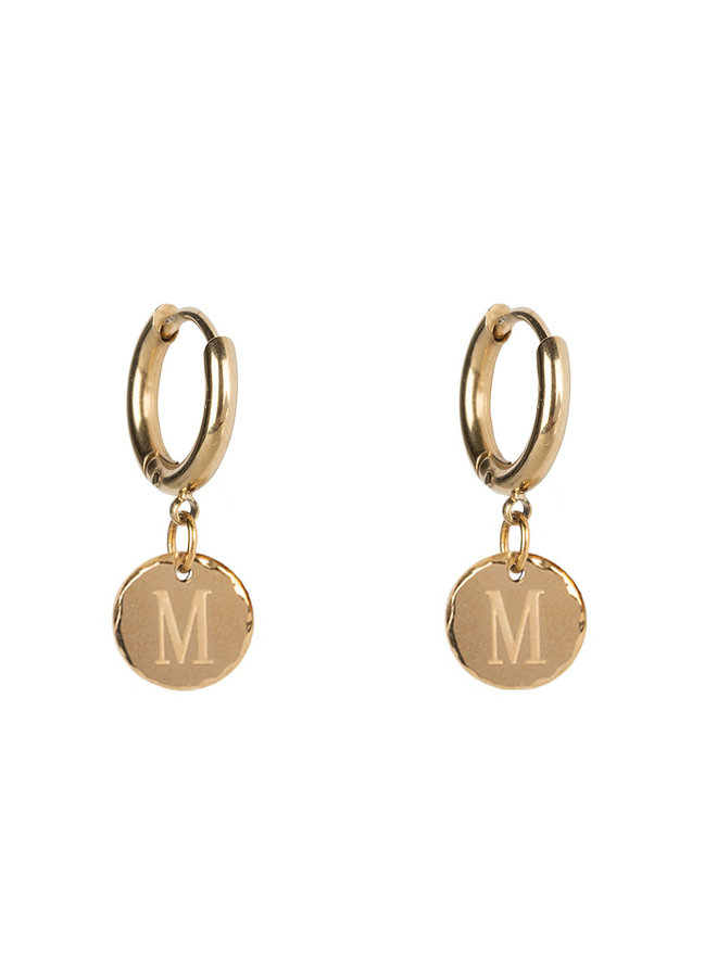 Jozemiek Earring with initial stainless steel 14kgold plating small