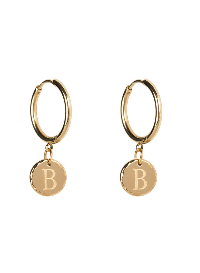 Jozemiek Earring with initial stainless steel 14k gold plating medium