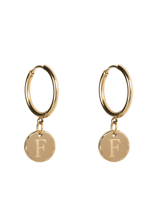 Jozemiek Earring with initial stainless steel 14k gold plating medium