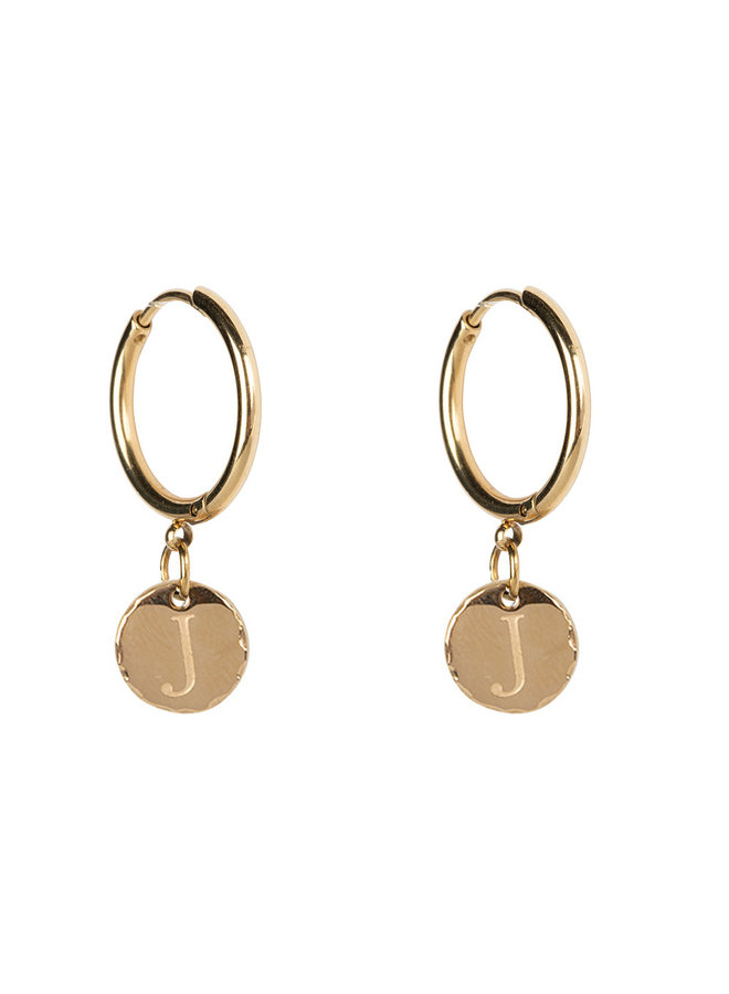 Jozemiek Earring with initial stainless steel 14k gold plating medium