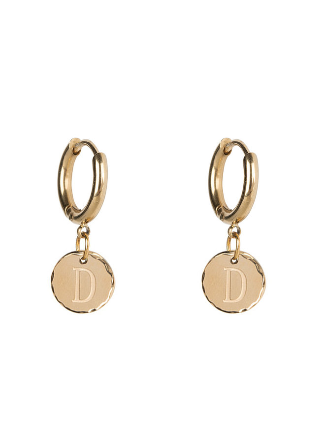 Jozemiek Earring with initial stainless steel 14kgold plating small