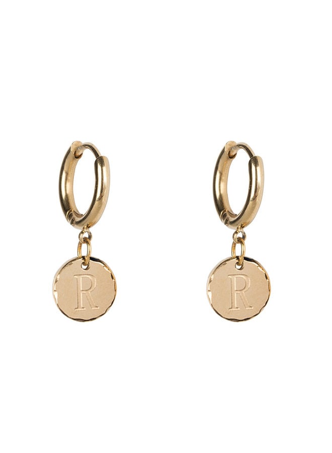 Jozemiek Earring with initial stainless steel 14kgold plating small