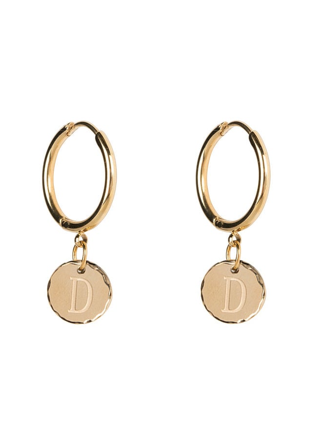 Jozemiek Earring with letter stainless steel 14k gold plating Large