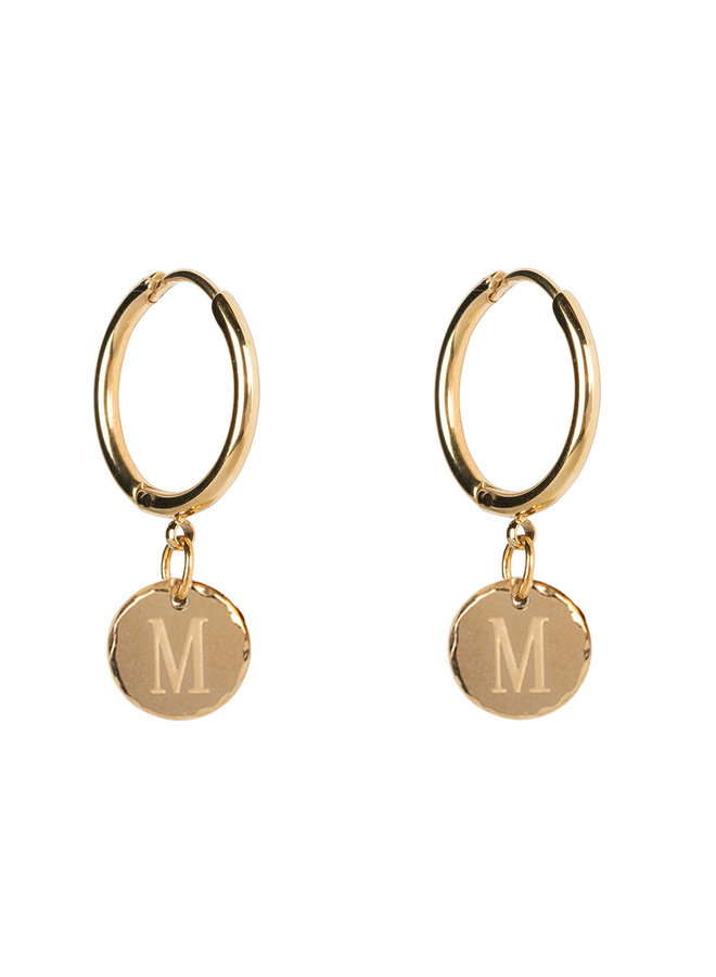 Jozemiek Earring with letter stainless steel 14k gold plating Large