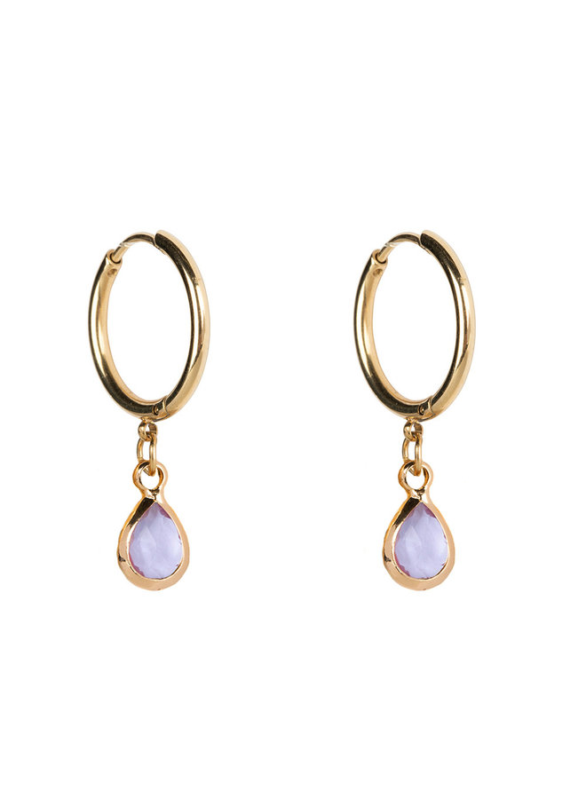 Jozemiek Earring Medium stainless steel 14k gold with glass stone