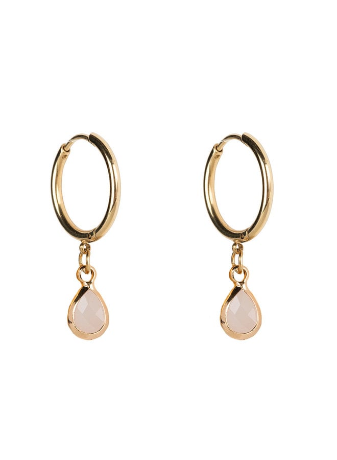 Jozemiek Earring Medium stainless steel 14k gold with glass stone