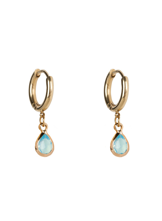 Jozemiek Earring Small stainless steel 14k gold with glass stone