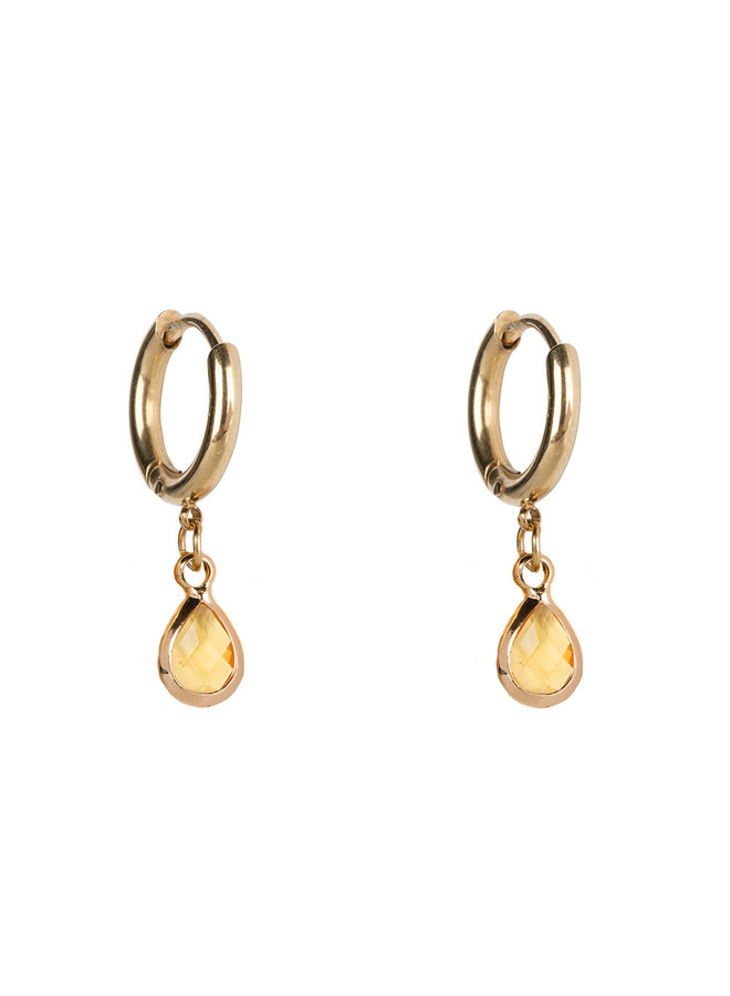 Jozemiek Earring Small stainless steel 14k gold with glass stone