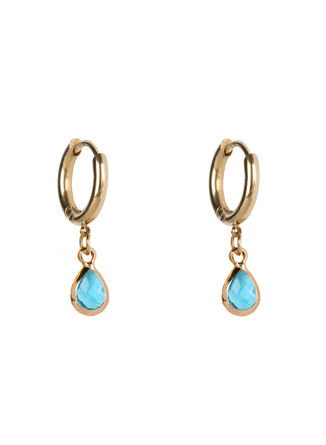 Jozemiek Earring Small stainless steel 14k gold with glass stone