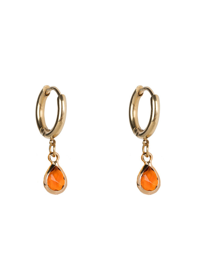 Jozemiek Earring Small stainless steel 14k gold with glass stone