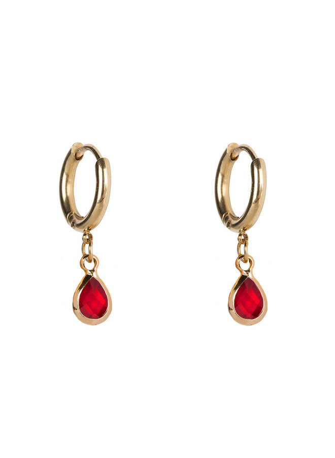 Jozemiek Earring Small stainless steel 14k gold with glass stone