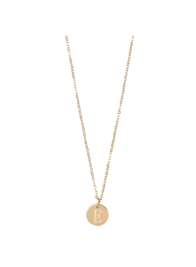 Jozemiek necklace with letter E stainless steel, 14k gold plating with free month stone