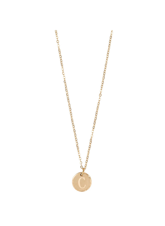 Jozemiek necklace with letter C stainless steel, 14k gold plating with free month stone