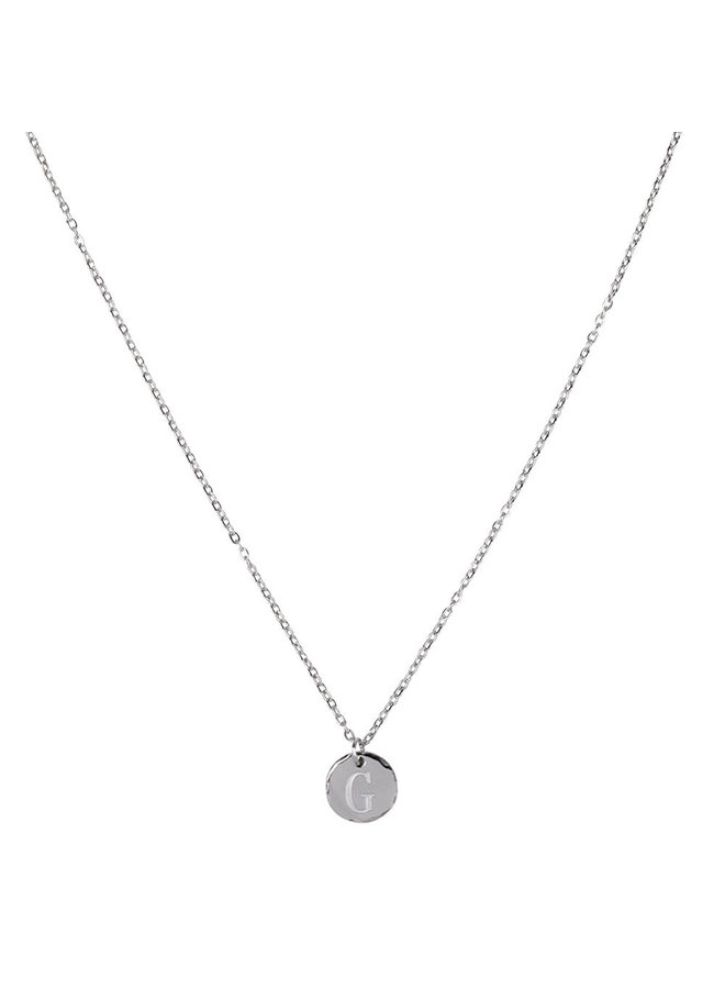 Jozemiek necklace with letter G stainless steel, silver