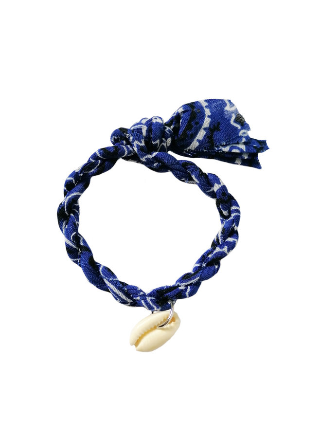 Jozemiek Bandana armband cobalt blauw met schelp