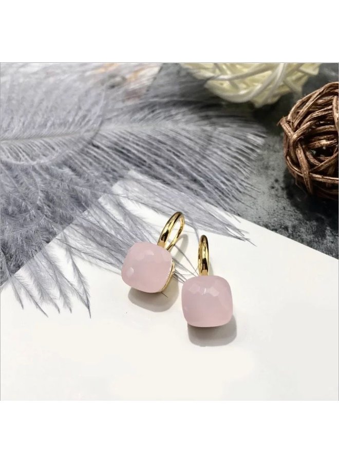 Stone Earring- zacht roze