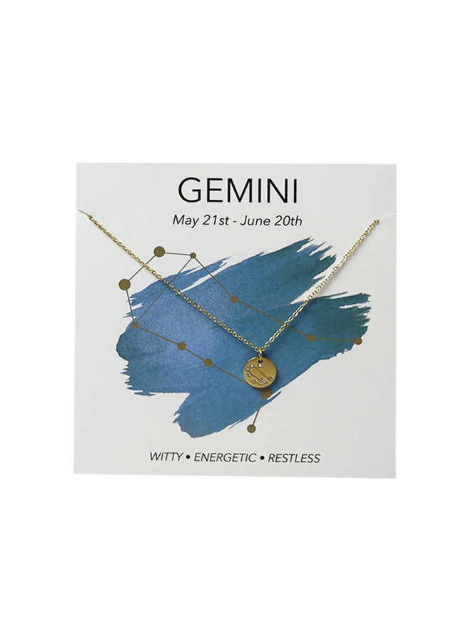 Gemini Zodiac Sign Necklace (stainless steel plated with 18k gold)