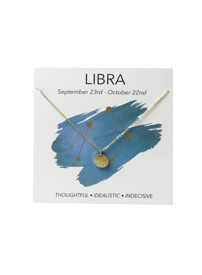 Jozemiek Libra necklace, stainless steel plated with 18k gold with gift card