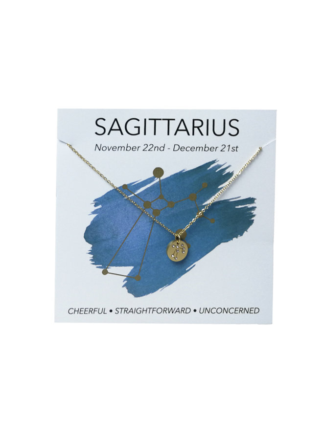 Jozemiek Sagittarius Halskette, Edelstahl mit 18 Karat Gold überzogen mit Geschenkkarte