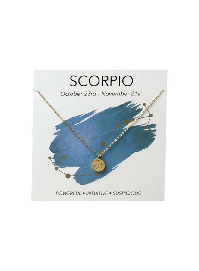 Jozemiek Scorpio necklace, stainless steel plated with 18k gold with gift card