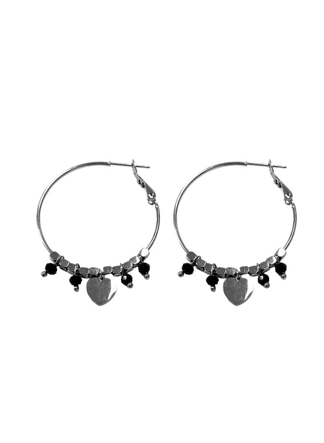 Jozemiek earring silver with beads - black