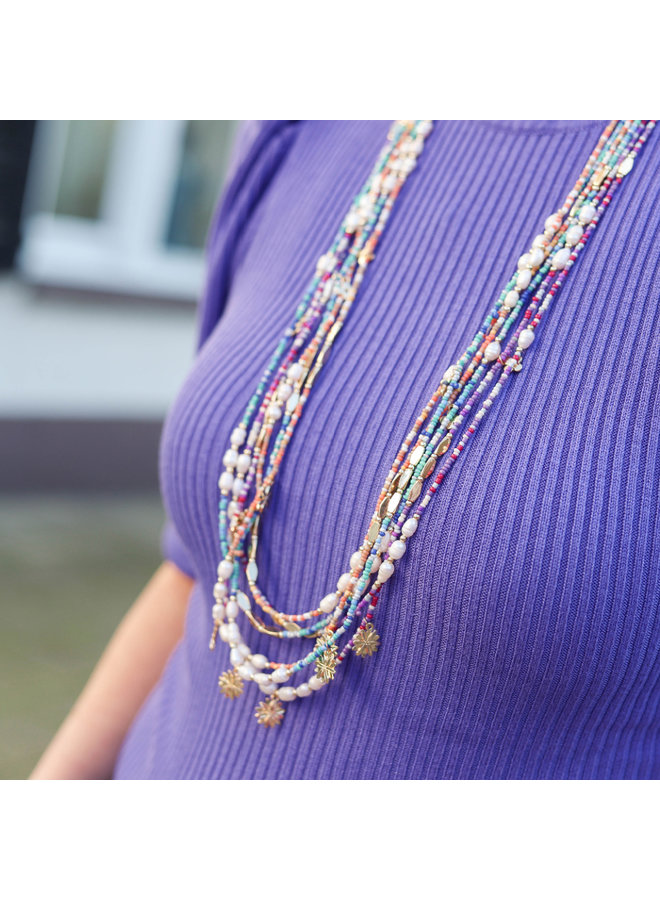 Jozemiek layered necklace pearl - purple