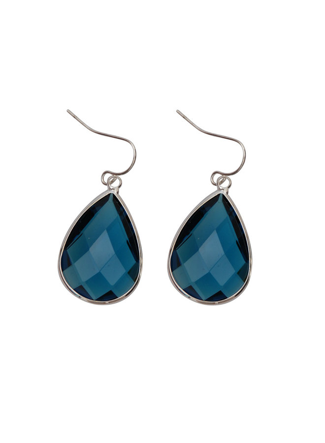 Dare to be fabulous teardrop oorbel Large - Blauw