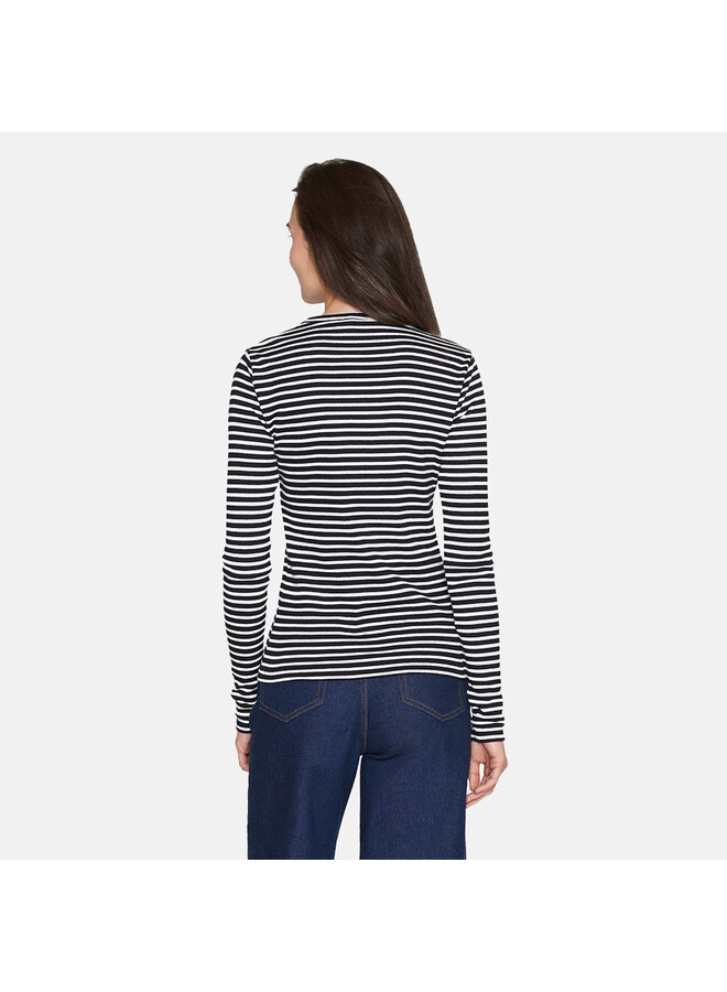 Sisters Point - Longsleeve Eike - Black and White Striped