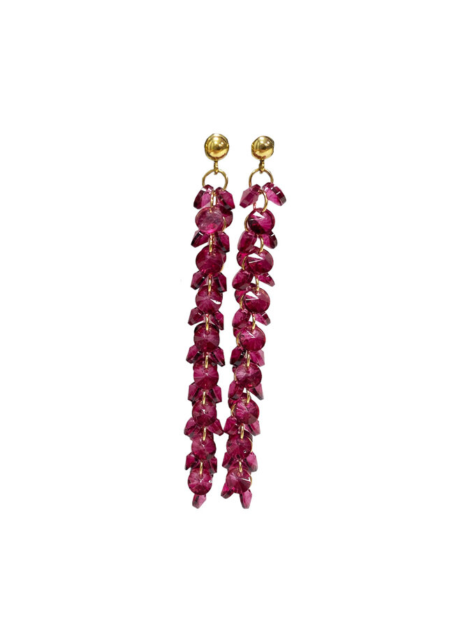 Jozemiek Statement earring Long with beads - Fuchsia