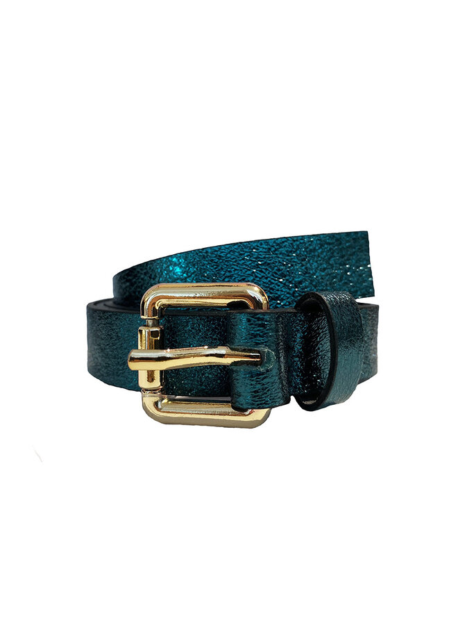 Jozemiek leather belt Julie - petrol metallic