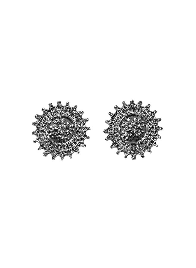 Vintage stud earring Sun - Silver