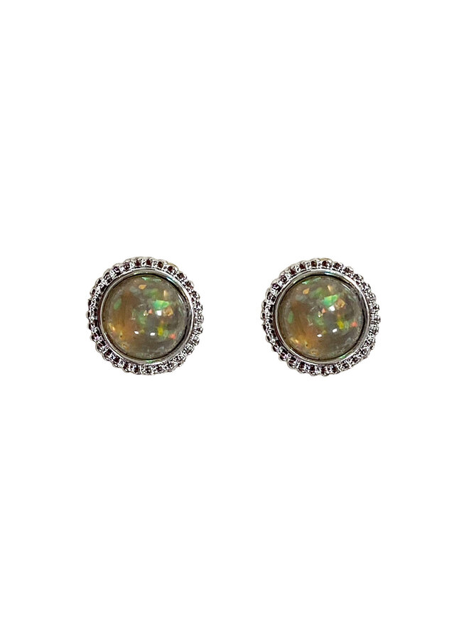 Vintage stud earring Circle Multicolor - Silver