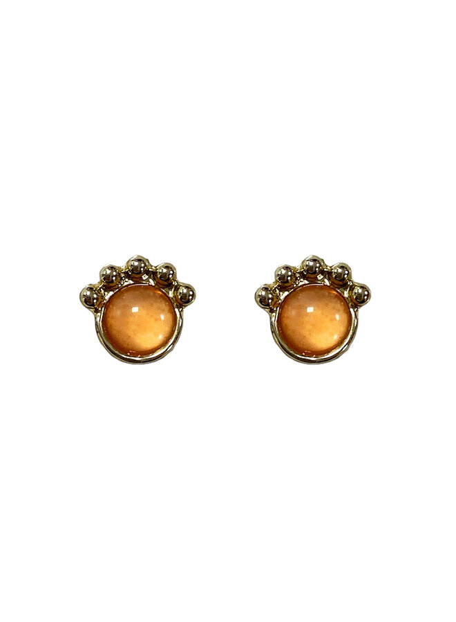 Vintage stud earring Circle Orange - Gold