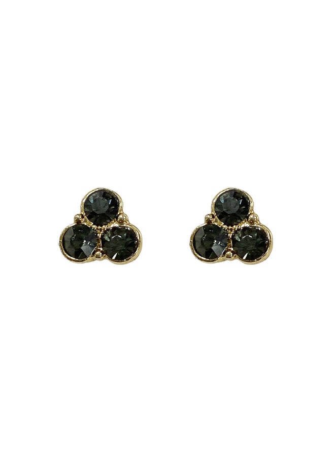 Vintage stud earring Circle Black - Gold