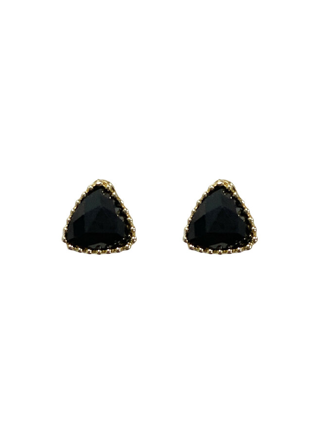 Vintage stud earring Triangle Black - Gold