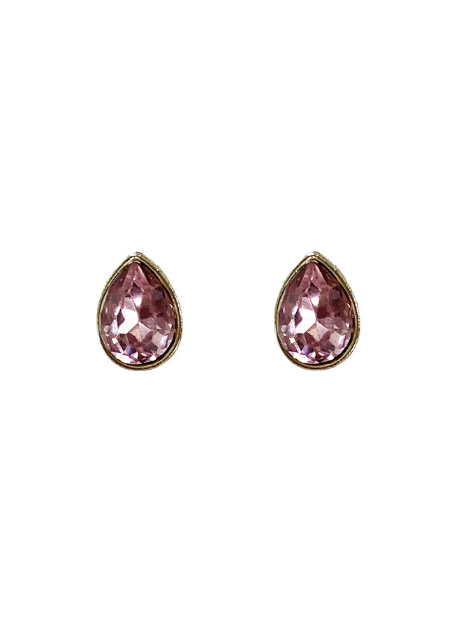 Vintage Ohrstecker Teardrop Pink - Gold