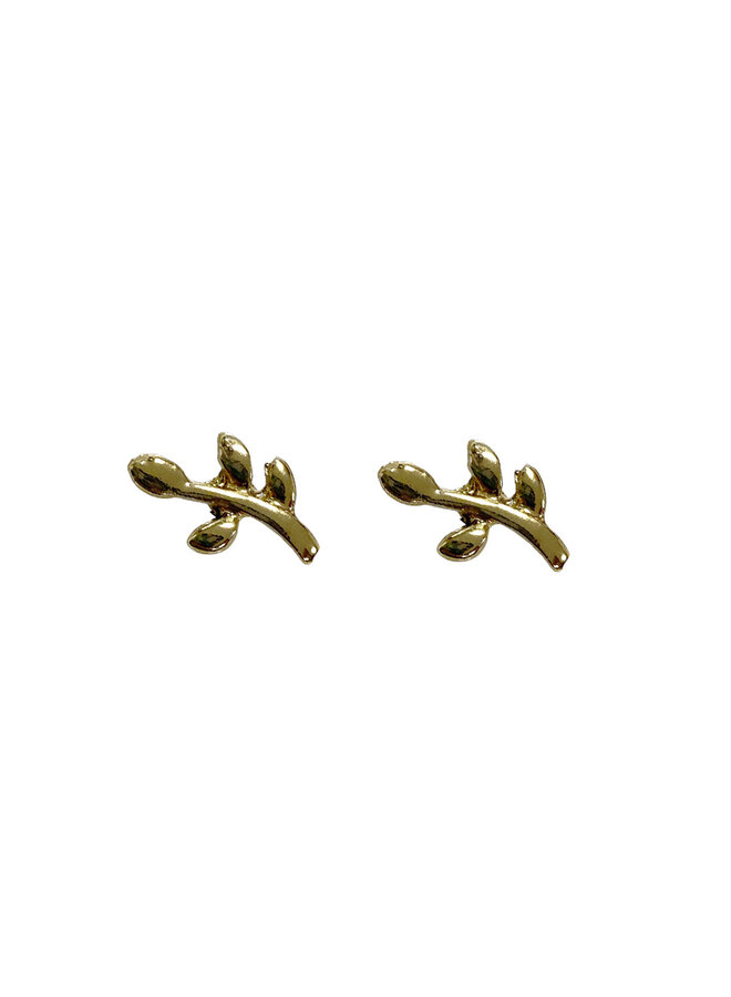 Vintage stud earring Twig - Gold