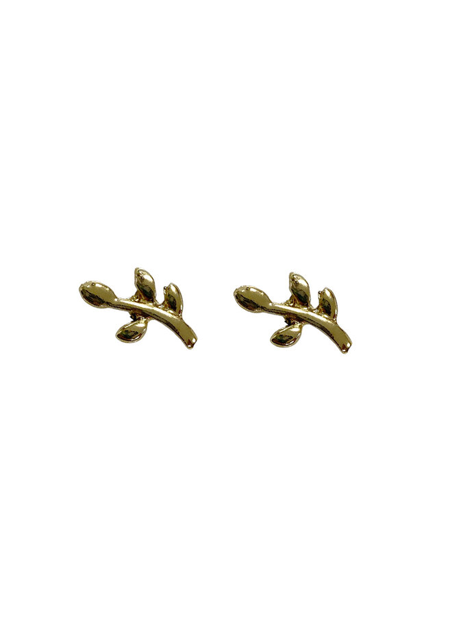 Vintage stud oorbel Twig - Goud