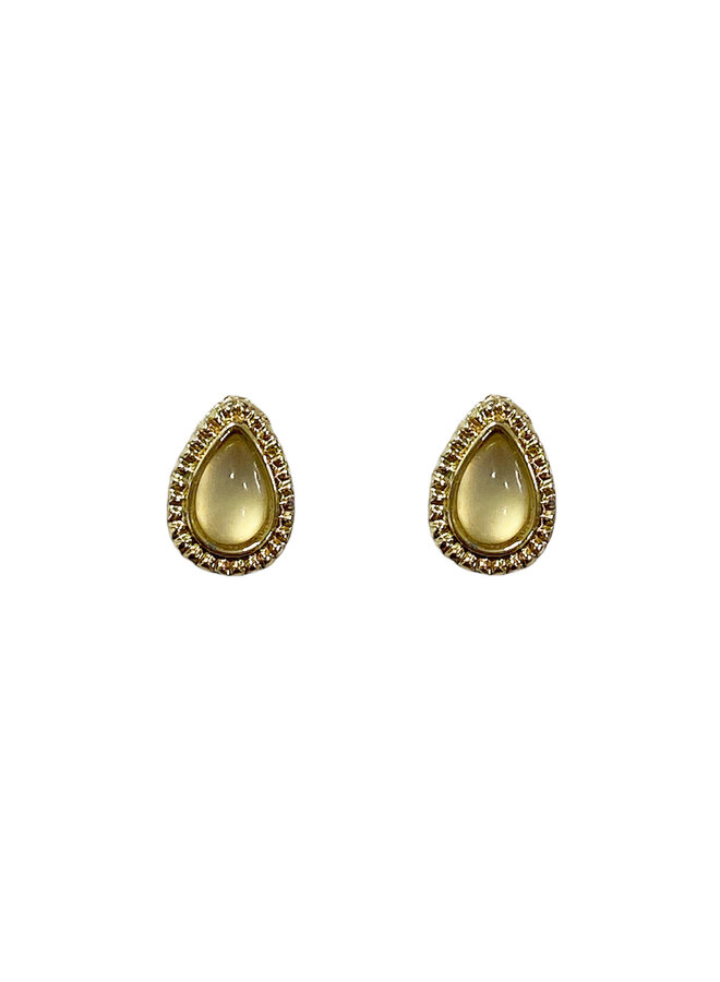 Vintage Ohrstecker Teardrop Honeydew – Gold