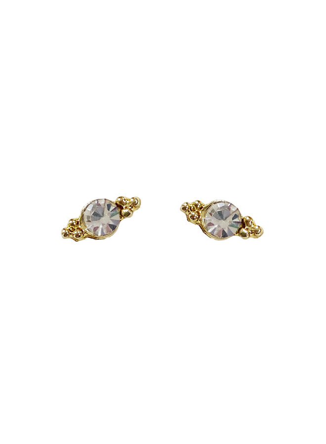 Vintage stud oorbel Cirkel Kirstal - Goud