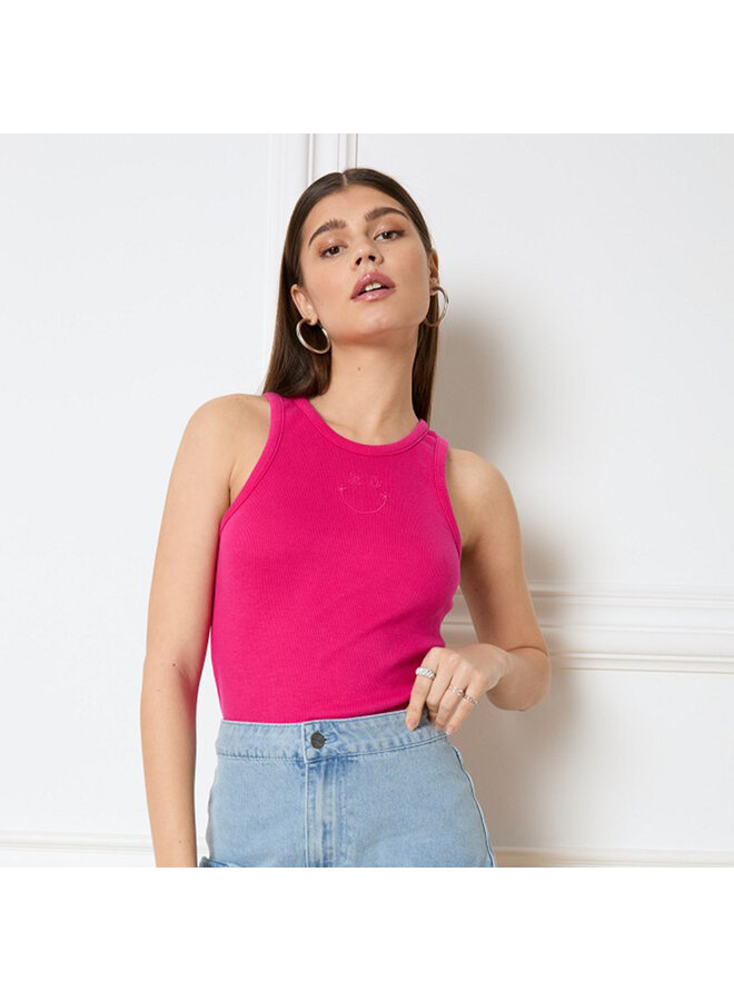 Refined Department - Smiley tank top RACHEL - Fuchsia