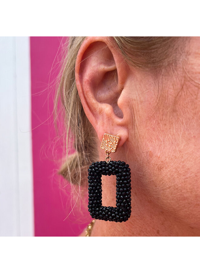 Statement Earring "Glamour Recta" - Shine Bright with Jozemiek - black