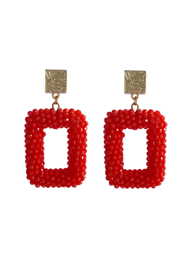 Statement Earring "Glamour Recta" - Shine Bright with Jozemiek - Coral