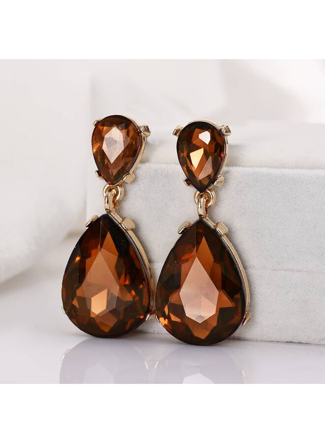 jozemiek statement earring teardrop - Cognac