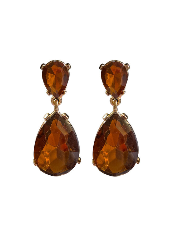 jozemiek statement oorbel teardrop - Cognac